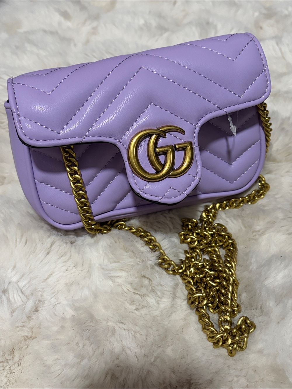 Mini Marmont Quilted Shoulder Bag in Lavender - Picture 4 of 4